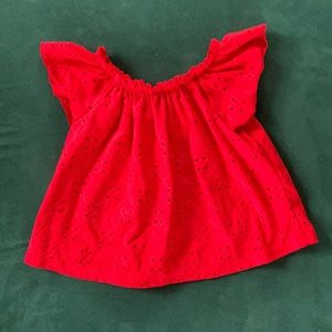 Red eyelet top